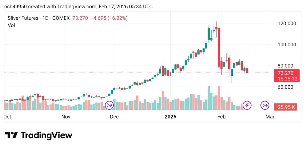 تراجع سعر الفضة Silver توقعات اليوم 17/2/2026